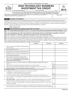 Hawaii High Technology Business Investment Tax Credit Form
