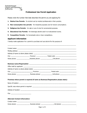 Professional Use Permit Application