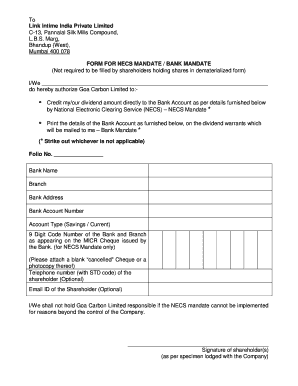 NECS Bank Mandate Form