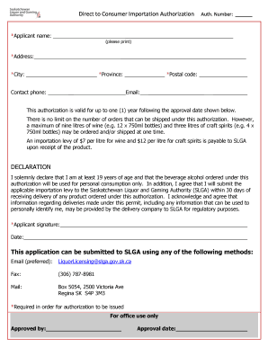 Direct to Consumer Importation Authorization