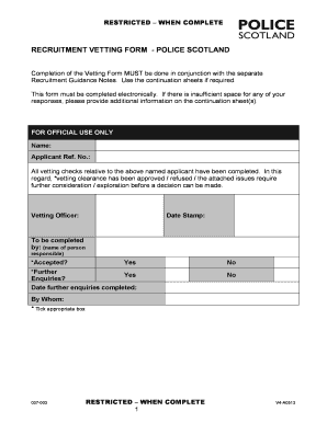 Police Scotland Recruitment Vetting Form