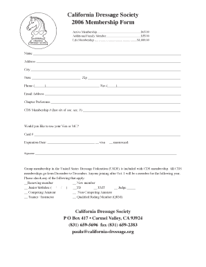 California Dressage Society Membership Form