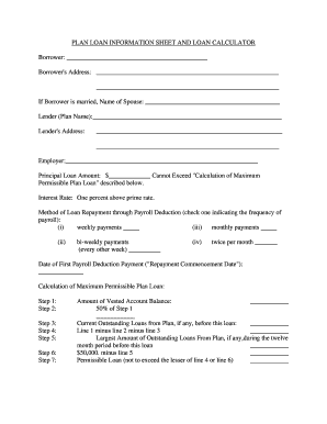 Plan Loan Information Sheet and Loan Calculator2