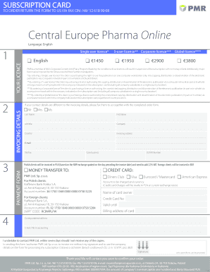 Central Europe Pharma Online Subscription Form