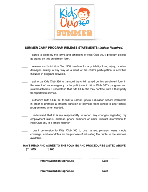 Kids Club 360 Summer Camp Release Statement