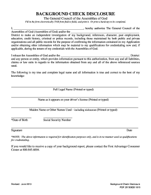 Background Check Disclosure Form