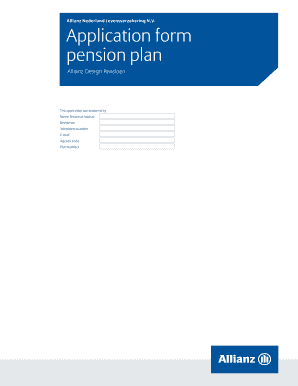Allianz Nederland Pensioenplan Aanvraagformulier