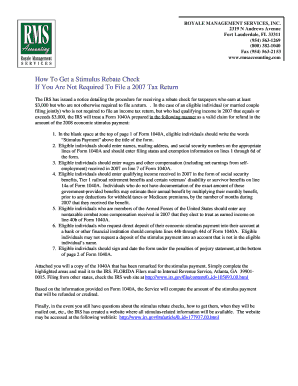 2007 IRS Stimulus Payment Form 1040A