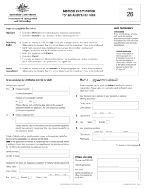 Australian Visa Medical Examination Form