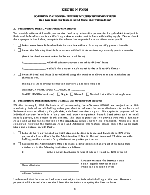 Tax Withholding Election Form