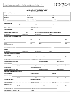 Application for Occupancy