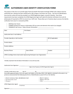 Authorized User Identity Verification Form