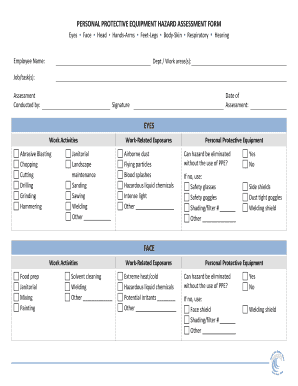Personal Protective Equipment Hazard Assessment Form