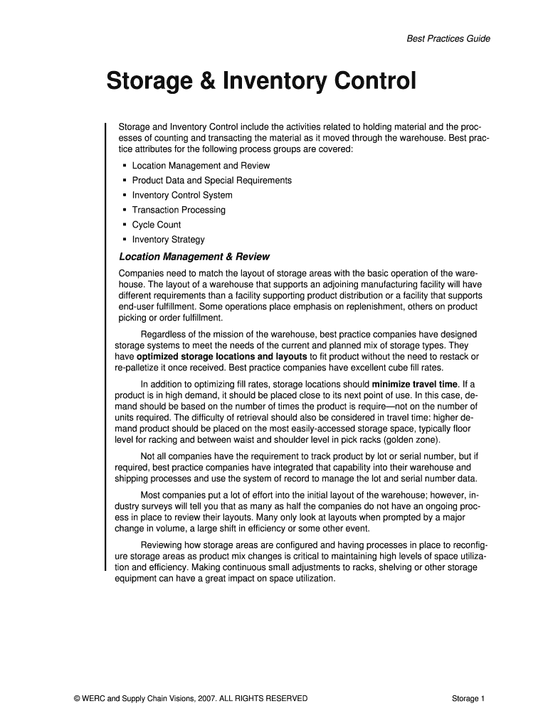 Fillable Online Storage & Inventory Control Fax Email Print pdfFiller