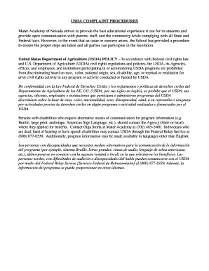 USDA Discrimination Complaint Form