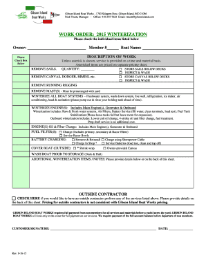 WORK ORDER 2015 WINTERIZATION - Yacht Squadron