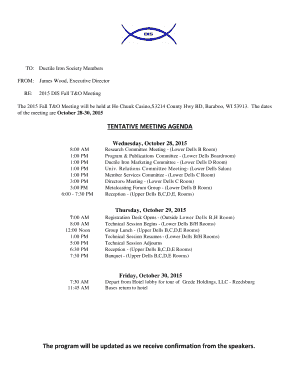 TENTATIVE MEETING AGENDA The program will be updated as we ... - ductile