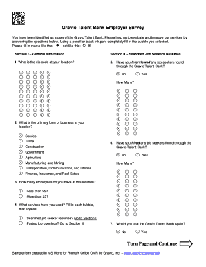 Gravic Talent Bank Employer Survey Form