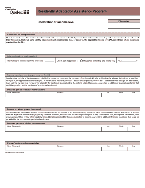 Residential Adaptation Assistance Income Declaration