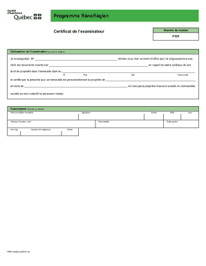 Certificat de l’examinateur
