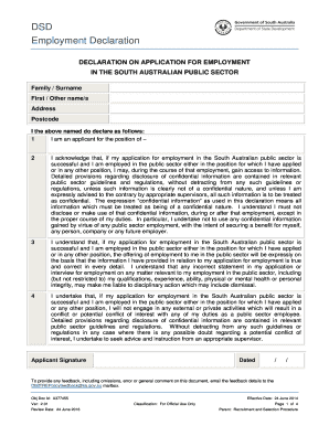 South Australian Public Sector Employment Declaration