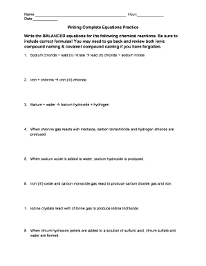 Chemistry Worksheet
