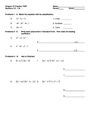 Chapter 7C Practice Test