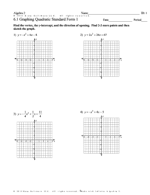 Algebra 2 Quadratic Graphing Worksheet