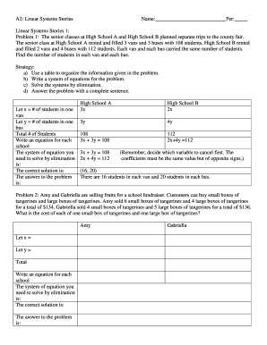 Linear Systems Math Worksheet
