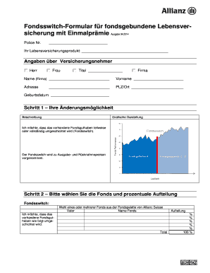 Fondsswitch-Formular für fondsgebundene Lebensversicherung