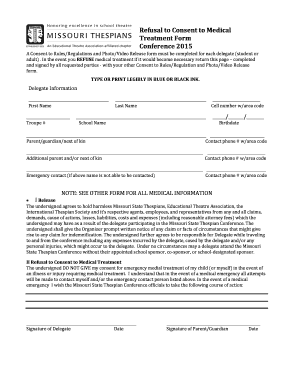 Medical consent form for grandparents - refusal consent form