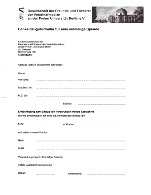 Bankeinzugsformular für eine einmalige Spende