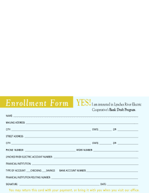 Bank Draft Enrollment Form