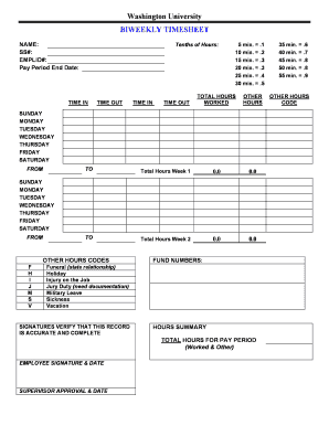 Printable bi weekly time sheets - Washington University BIWEEKLY TIMESHEET - nil wustl