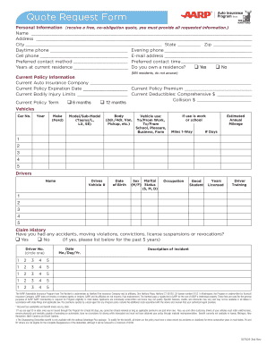 Auto Insurance Quote Request Form
