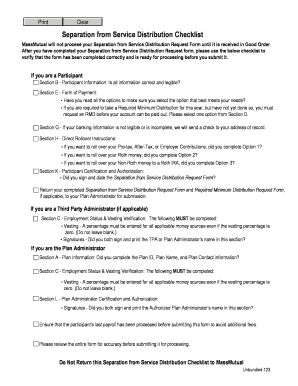Separation from Service Distribution Request Form