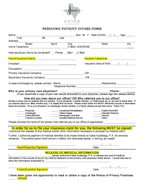 Pediatric Patient Intake Form