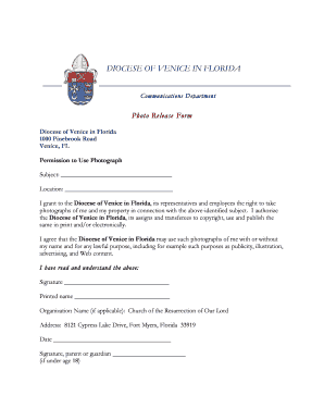 Diocese of Venice Photo Release Form