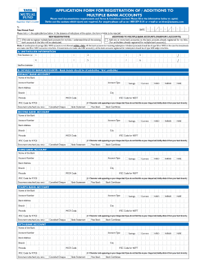 Tata Mutual Fund Multiple Bank Account Registration Form