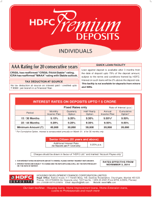 HDFC Deposit Application Form