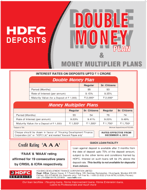 HDFC Deposit Application Form