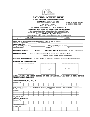 NHB Sunidhi Term Deposit Application Form