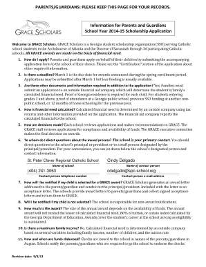 GRACE Scholars Scholarship Application Form