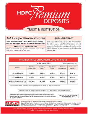 HDFC Trust Deposit Application Form