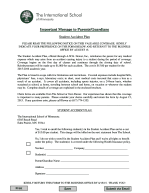 Student Accident Plan Enrollment Form