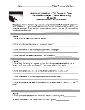 American Literature Research Paper Template