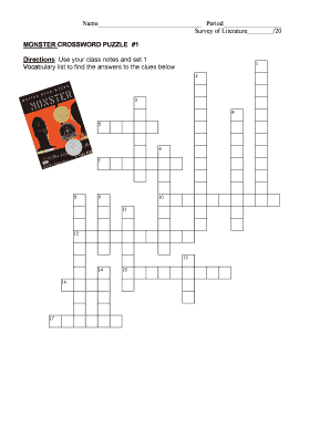 Monster Crossword Puzzle