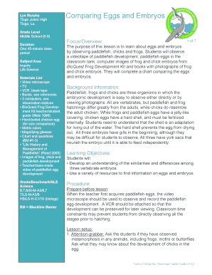 Comparing Eggs and Embryos Lesson Plan