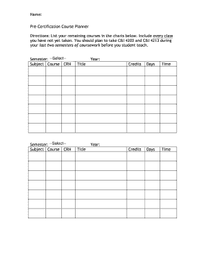 Pre-Certification Course Planner