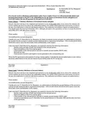 Switzerland UK Tax Agreement Disclosure Forms
